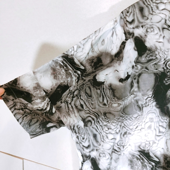 Kin Grey Dress Size UK 12 Marble Print Oversized Lagenlook Pockets Cotton Artsy - Picture 4 of 9